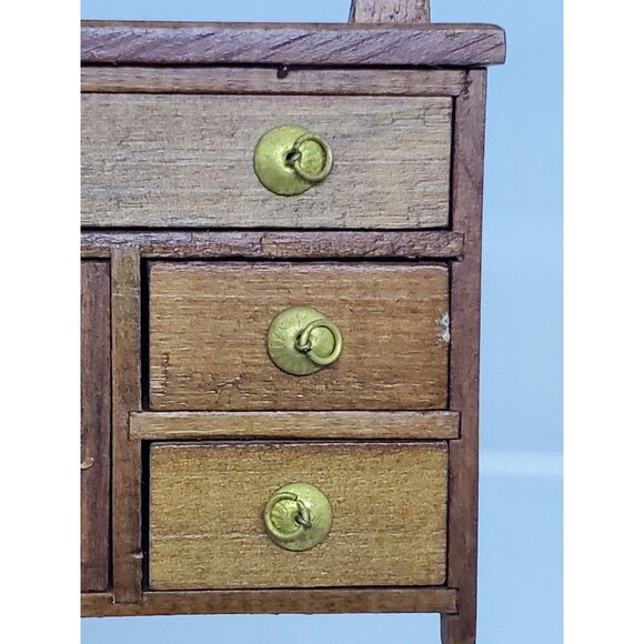 VTG  Shackman Dollhouse Miniatures NIB Wood Dresser Chest Drawers + Mirror - Picture 4 of 15